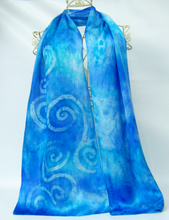 Load image into Gallery viewer, Luxury_silk_satin_scarf_in_shades_of_pale_turquoise_blue_and_aqua
