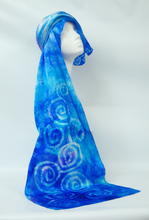 Load image into Gallery viewer, Silk Satin Scarf Celtic Blue Turquoise Ocean
