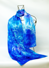 Load image into Gallery viewer, Silk Satin Scarf Celtic Blue Turquoise Ocean
