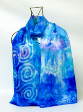 Load image into Gallery viewer, Silk Satin Scarf Celtic Blue Turquoise Ocean
