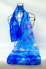 Load image into Gallery viewer, Silk Satin Scarf Celtic Blue Turquoise Ocean
