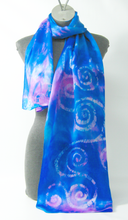 Load image into Gallery viewer, Silk Satin Scarf Celtic Blue Rose
