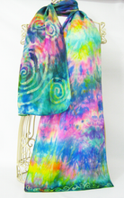 Load image into Gallery viewer, Silk Satin Scarf Celtic Green Rainbow
