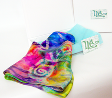 Load image into Gallery viewer, Silk Satin Scarf Celtic Green Rainbow
