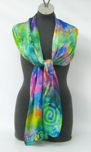 Load image into Gallery viewer, Silk Satin Scarf Celtic Green Rainbow
