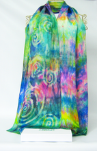 Load image into Gallery viewer, Silk Satin Scarf Celtic Green Rainbow
