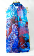 Load image into Gallery viewer, Silk Satin Scarf Celtic Lilac Turquoise Magenta
