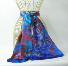 Load image into Gallery viewer, Silk Satin Scarf Celtic Lilac Turquoise Magenta
