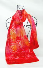 Load image into Gallery viewer, Silk Satin Scarf Celtic Scarlet Sunrise
