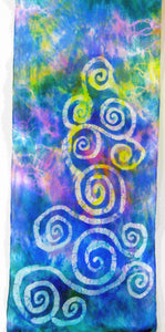 A Hand Painted Silk Satin Scarf Celtic Pastel Sky
