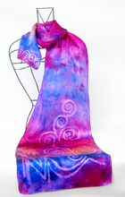 Load image into Gallery viewer, Silk Satin Scarf The Celtic Lilac Sunset
