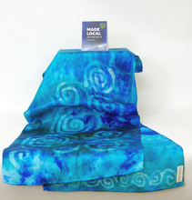 Load image into Gallery viewer, Silk Satin Scarf Turquoise Blue Celtic
