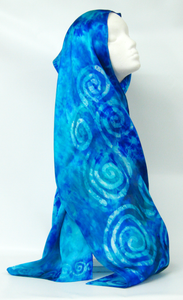 Silk Satin Scarf Turquoise Blue Celtic