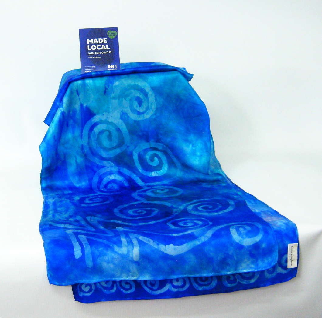 Silk Satin Scarf Turquoise Celtic