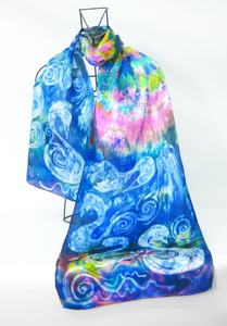 Silk Satin Scarf The Blue Children of Lir