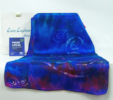 Load image into Gallery viewer, A Hand Painted Silk Satin Scarf Celtic Aurora Blue
