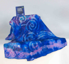 Load image into Gallery viewer, Silk Satin Scarf Celtic Blue Magenta
