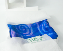 Load image into Gallery viewer, Silk Satin Scarf Celtic Blue Rose
