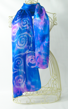 Load image into Gallery viewer, Silk Satin Scarf Celtic Blue Rose
