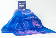 Load image into Gallery viewer, Silk Satin Scarf Celtic Blue Rose
