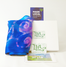 Load image into Gallery viewer, Silk Satin Scarf Celtic Blue Rose
