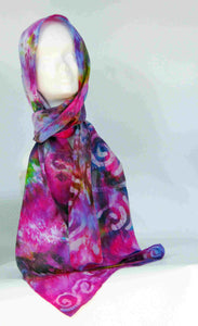 Silk Satin Scarf Celtic Magenta Carnival