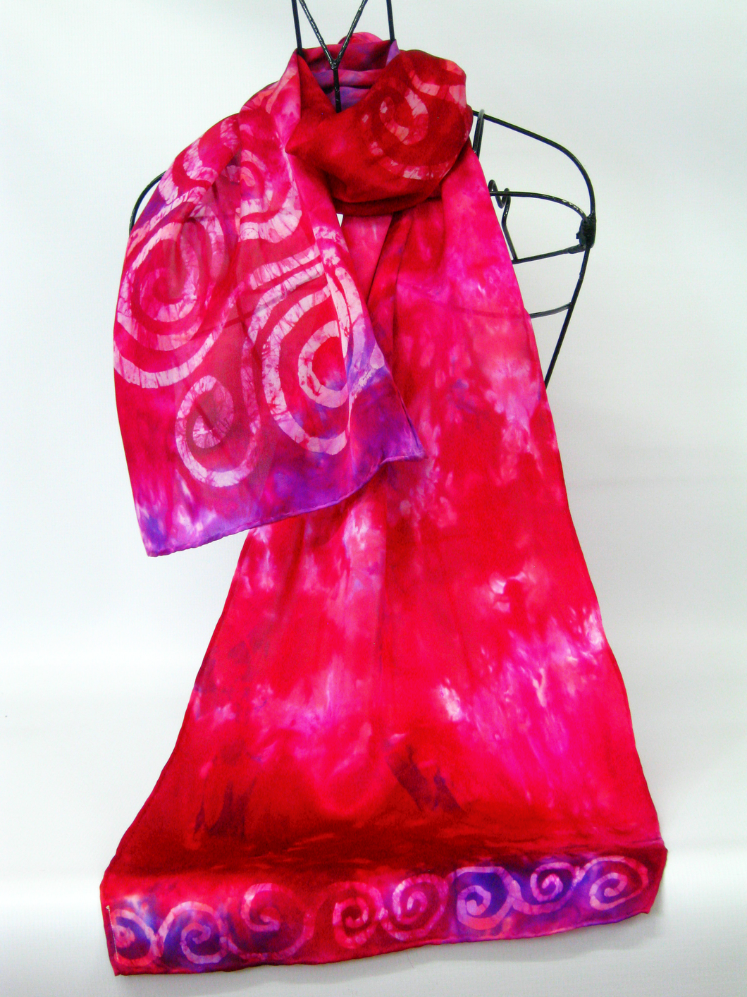 Silk Satin Scarf Celtic Magenta Ruby