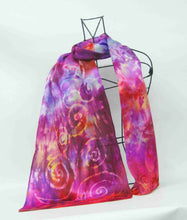Load image into Gallery viewer, A Silk Satin Scarf Celtic Magenta Violet Fire
