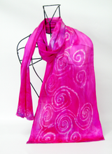 Load image into Gallery viewer, Silk Satin Shawl Celtic Pink festival
