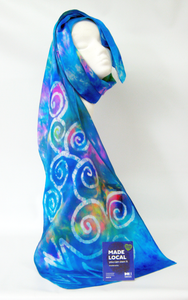 Silk Satin Scarf Celtic Turquoise Aurora