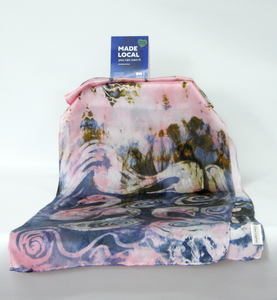Silk Satin Scarf The Children of Lir in Grey and Pink