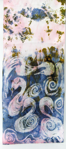 Silk Satin Scarf The Children of Lir in Grey and Pink
