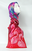 Load image into Gallery viewer, Silk Satin Scarf The Red Children of Lir

