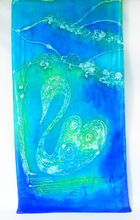Load image into Gallery viewer, Silk Scarf Blue Drumlin Swan
