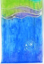 Load image into Gallery viewer, Silk Scarf Blue Drumlin Swan

