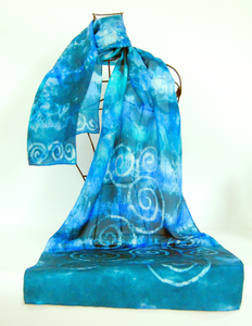A Hand Painted Silk Scarf Celtic Teal Aqua