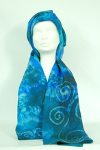 Load image into Gallery viewer, A Hand Painted Silk Scarf Celtic Teal Aqua
