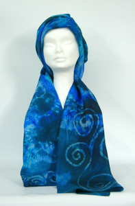 A Hand Painted Silk Scarf Celtic Teal Aqua