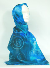 Load image into Gallery viewer, A Hand Painted Silk Scarf Celtic Teal Aqua
