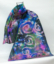 Load image into Gallery viewer, A Hand Painted Silk Scarfl Celtic Aurora Sky
