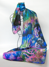 Load image into Gallery viewer, A Hand Painted Silk Scarfl Celtic Aurora Sky
