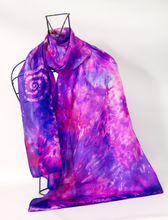 Load image into Gallery viewer, Silk Scarf Celtic Purple Galaxy

