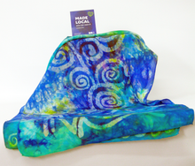 Load image into Gallery viewer, Silk Scarf Celtic Blue yellow Garden
