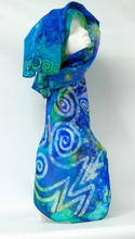 Load image into Gallery viewer, Silk Scarf Celtic Blue yellow Garden
