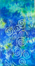 Load image into Gallery viewer, Silk Scarf Celtic Blue yellow Garden
