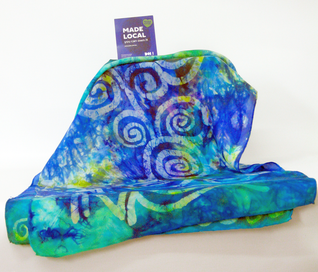 Silk Scarf Celtic Blue yellow Garden