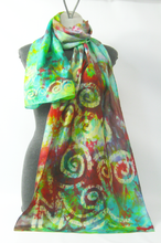 Load image into Gallery viewer, Silk Scarf Celtic Green Apple Forrest
