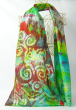 Load image into Gallery viewer, Silk Scarf Celtic Green Apple Forrest
