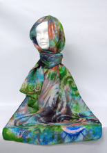 Load image into Gallery viewer, Silk Scarf Celtic Green Earth Copper
