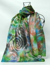 Load image into Gallery viewer, Silk Scarf Celtic Green Earth Copper
